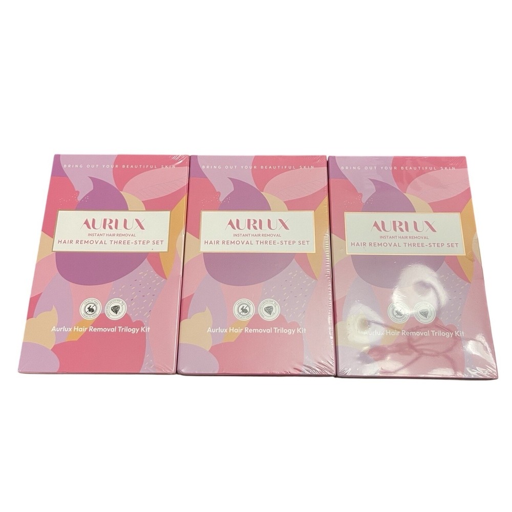 Aurlux Instant Hair Removal Trilogy Kit 3-Step Set Facial Smooth Skin 3 Pack NEW